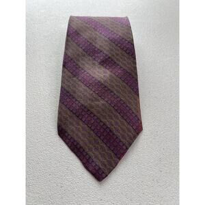 Calvin Klein Purple Striped Pattern 100% Silk Designer Tie